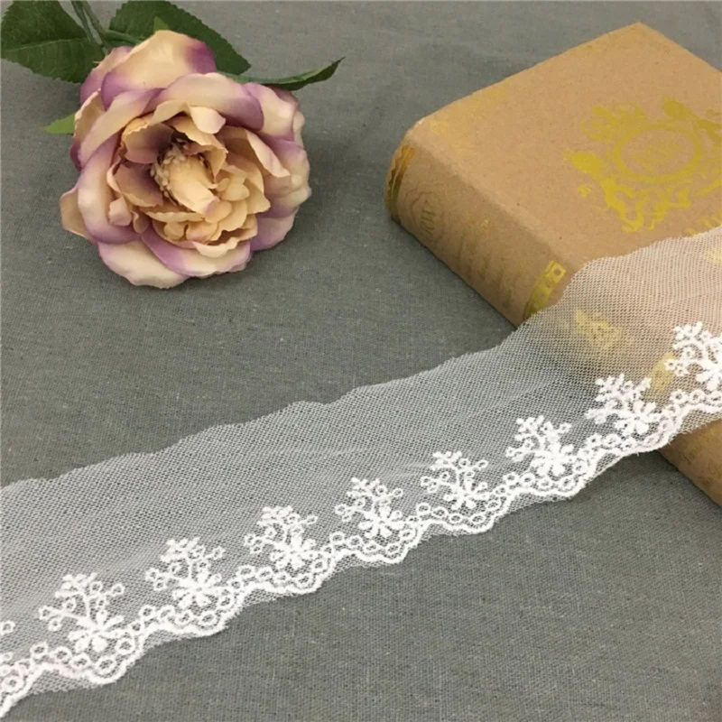 

5 Yds 6.5cm Width Cotton Embroid Lace Sewing Ribbon Guipure Lace African Lace Fabric Trim Warp Knitting DIY Garment Accessories