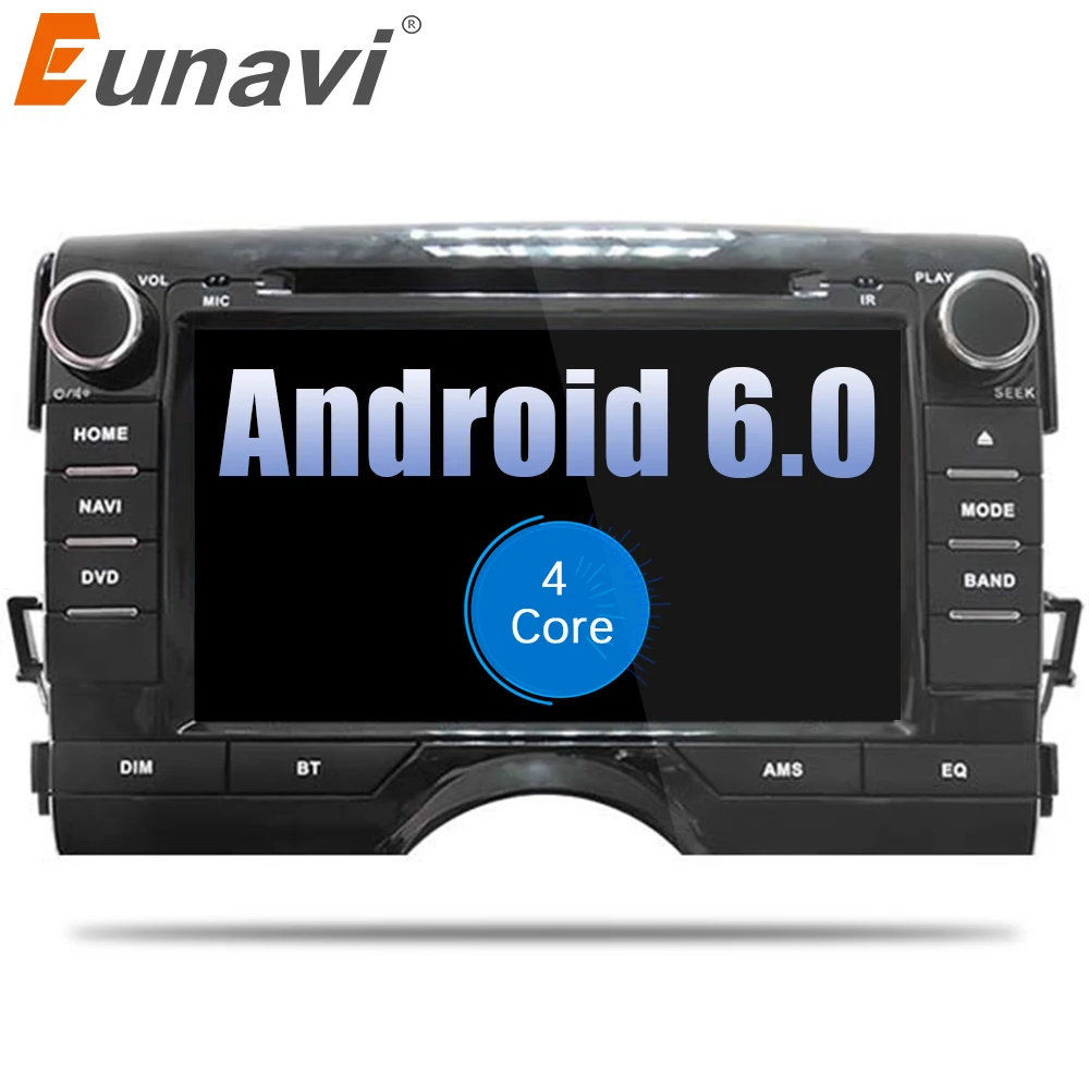 Eunavi 2 din четырехъядерный 8 ''автомобильный dvd-плеер Android 6 0 GPS навигация для Toyota