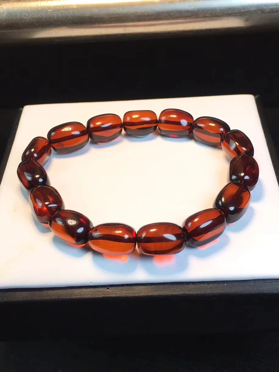 

Genuine Natural Amber Blood Red Gemstone Woman Man Healing 13x10mm Oval Beads Bracelet Drop Shipping Reiki Certificate AAAAA