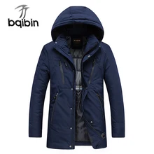 Брендовая одежда, новое длинное Толстое Зимнее пальто для мужчин, черная однотонная теплая куртка с капюшоном, мужские качественные парки, повседневная куртка размера плюс