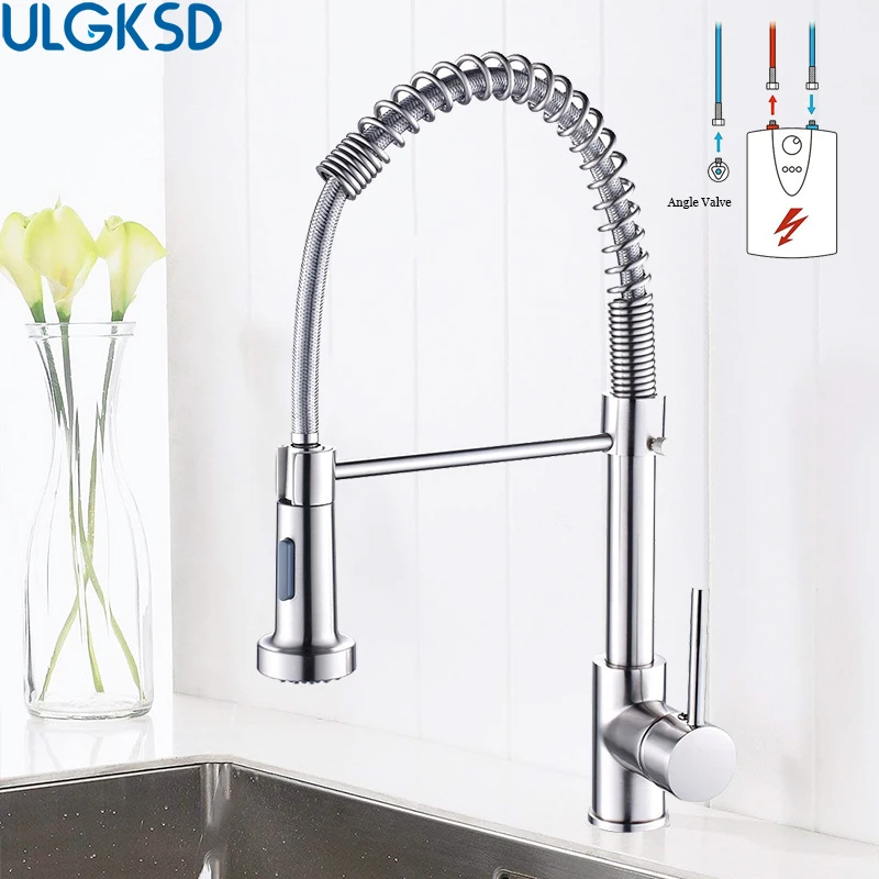 Ulgksd Low Pressure Kitchen Faucet Spiral Spring Kitchen Mixer Tap