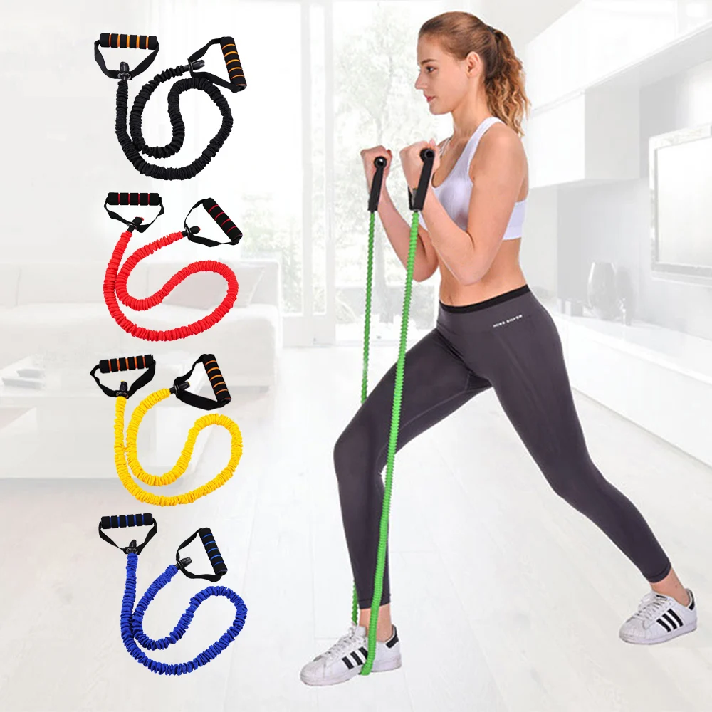 Покрытые шнуром Эспандеры с мягкими ручками для йоги Тяговая веревка для фитнеса тренировки спортивные ленты
