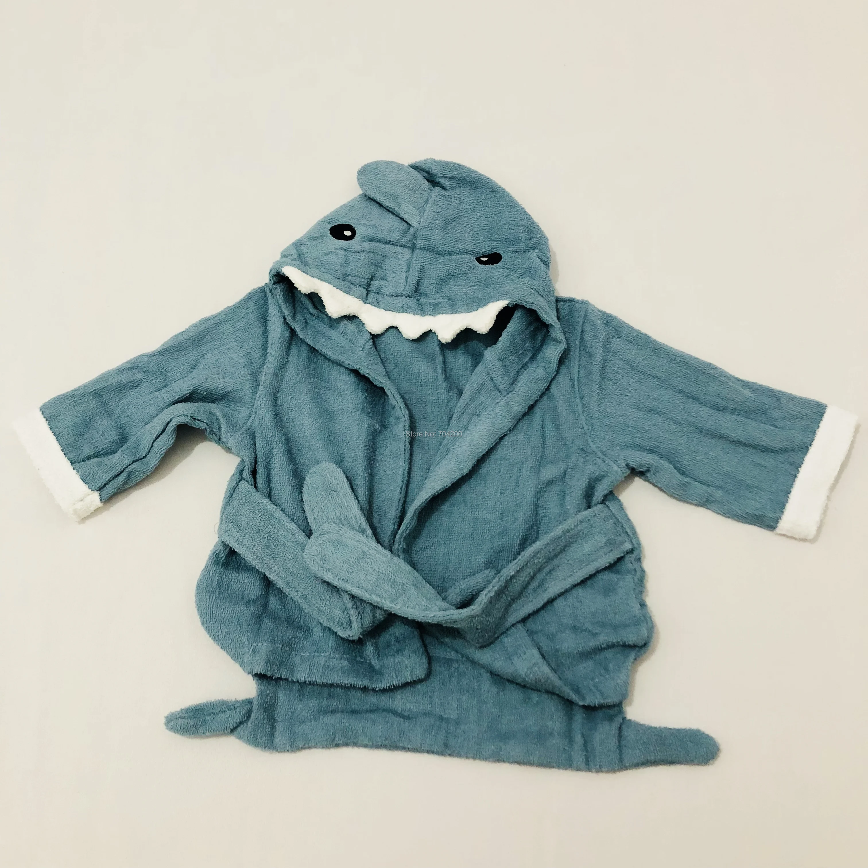 Размер L, Детские Мультяшные халаты с акулой, хлопковые полотенца для мальчиков и девочек, комплекты домашней одежды, детские пляжные халаты