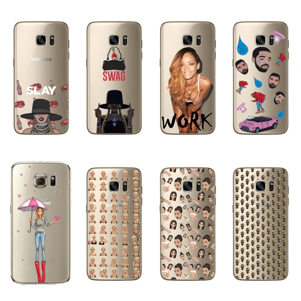 For Samsung Galaxy S7 Edge Luxury Sexy Rihanna Dark Work Funny Kimoji Cases Soft Cover Skin Funda Coque |