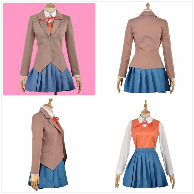 Hot Sayori Yuri Natsuki Monika Adult Cosplay Costume With Vest Shoes
