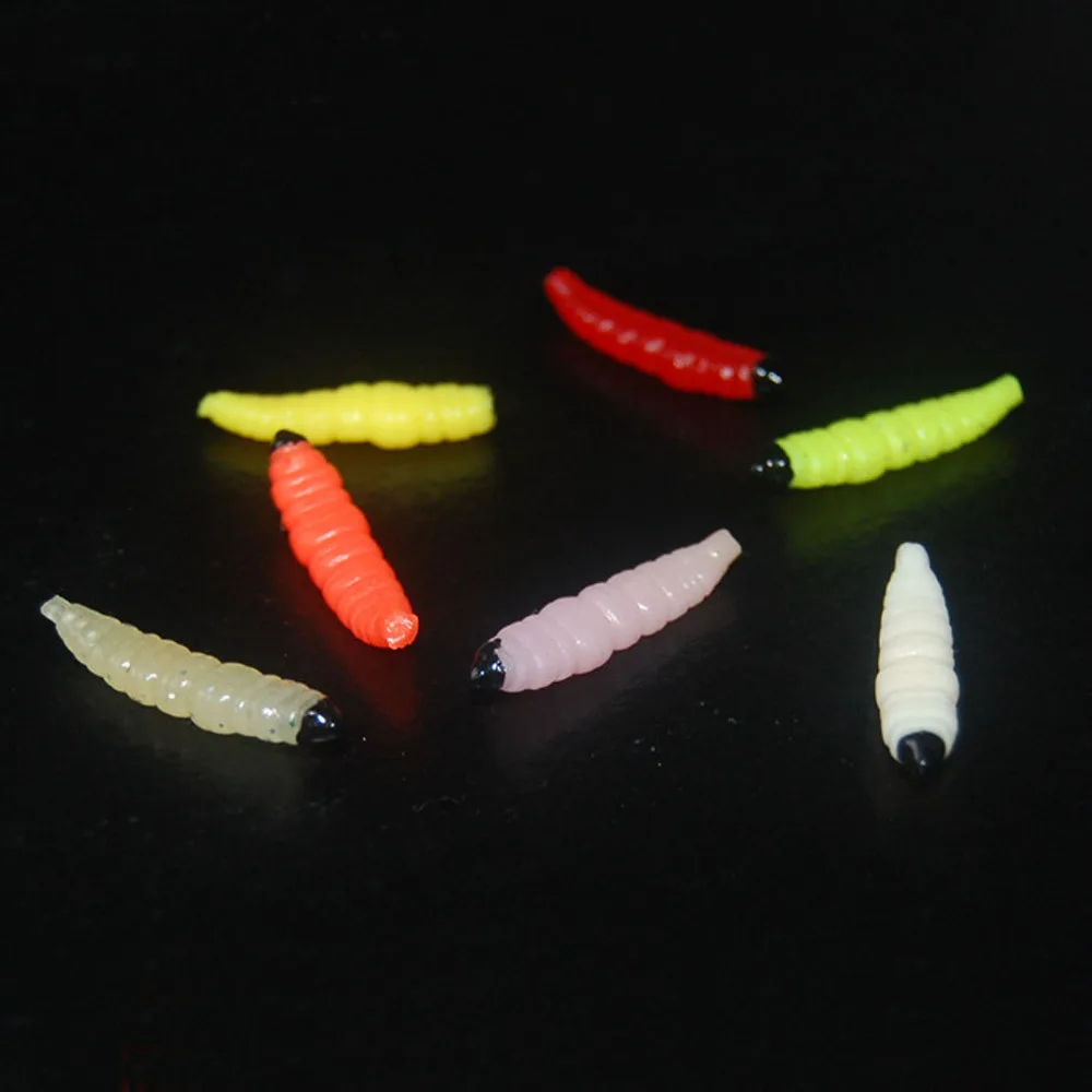 50 шт. Рыбалка Glow личинки капуцины мягкие приманки Grub Worm Т хвост приманки 3.5 см/0.9 г
