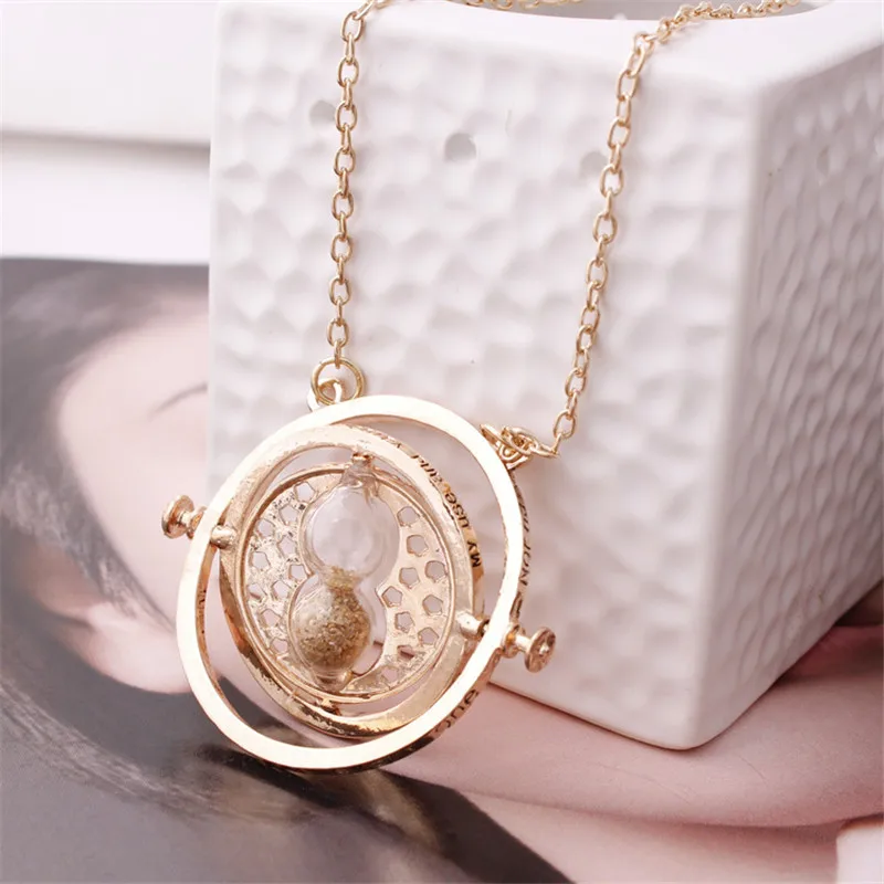 

Hot Selling Harry P Necklace Time Turner Necklace Hourglass Necklace Hermione Granger Rotating SPins New