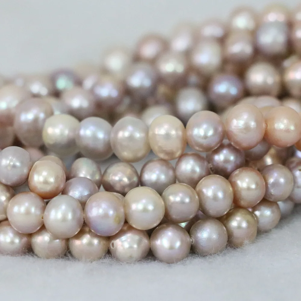 

Newly purple 7-8mm approx round natural freshwater cultured pearl beads high grade fit jewelry making 15inch B1365