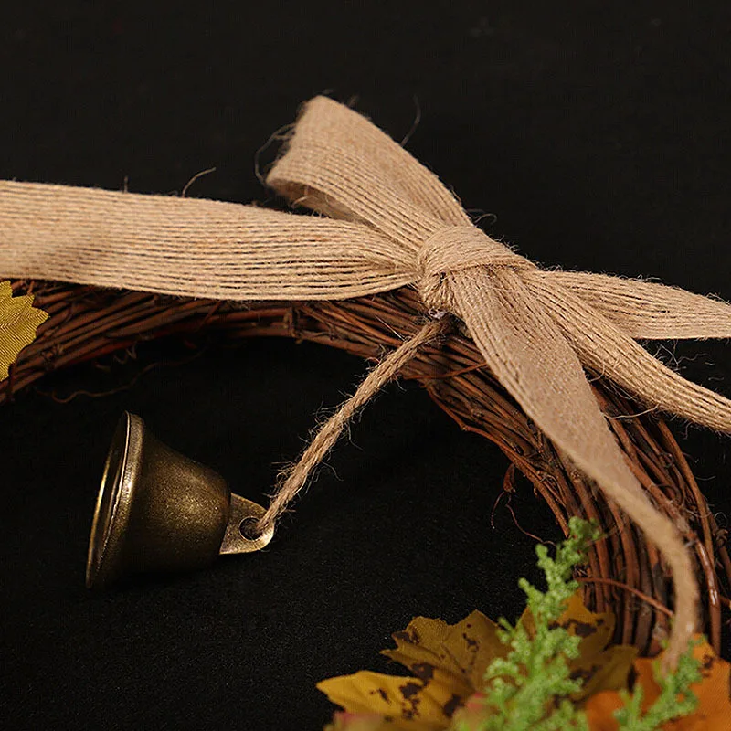 Желтый искусственный Рождественский венок кленовый лист тыквы с колокольчиком поддельная растительная Гирлянда украшение для дома двери сада стены в помещении