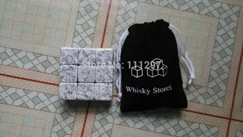 

Free shipping 150 sets new Whisky rocks 9pcs/set with velvet bag, 1350pcs whisky stones, whisky rock ice cube