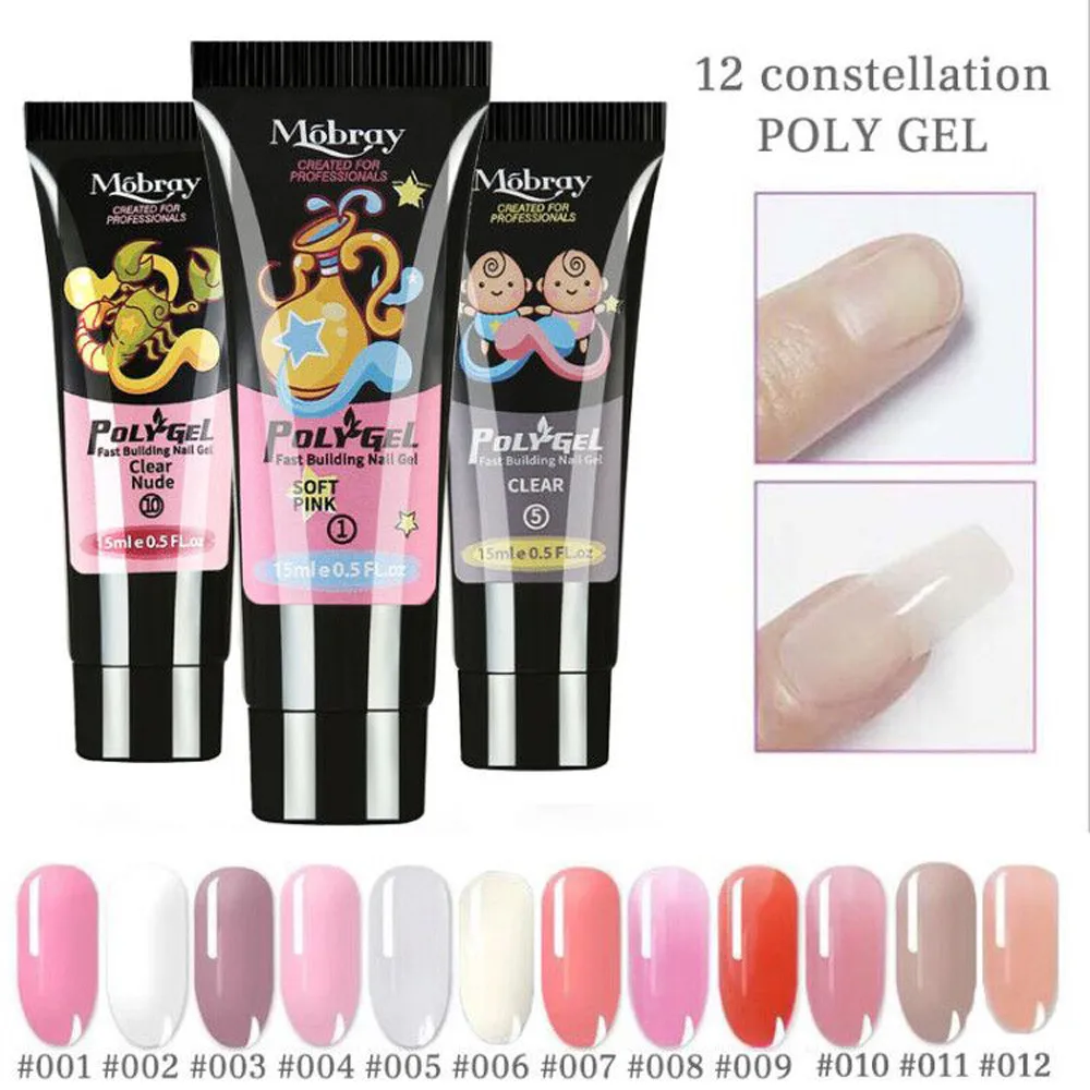 

15ML Acrylic Poly Extension Gel Quick Finger Nail Crystal Gel Polish Clear Pink Camouflage UV Nude Nail Builder UV Gel Nail Art