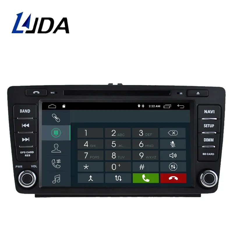 Excellent LJDA 8 Inch 2 DIN Anrdroid 9.1 Car DVD Player For SKODA Octavia 2009-2013 Bluetooth WIFI GPS Navigation Radio Multimedia 2G RAM 1