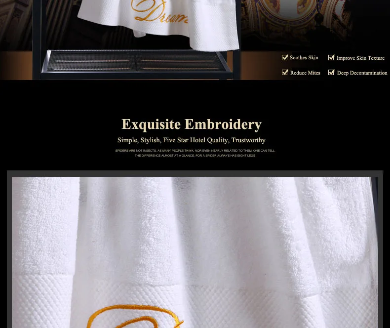 5 Star Hotel Luxury Embroidery White Bath Towel Set Cotton Large Beach Towel Brand Absorbent Quick-drying Bathroom Towel