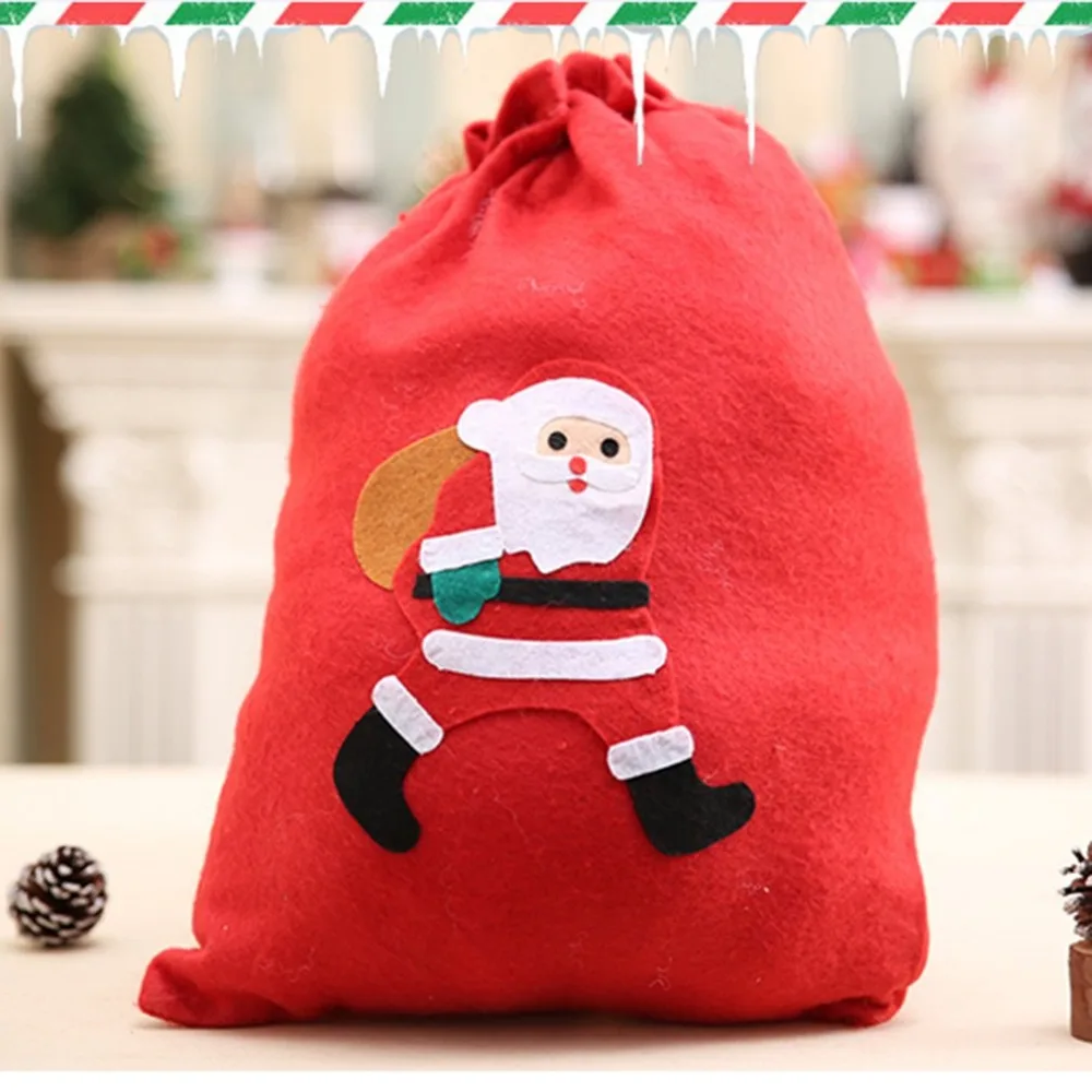 Нетканый материал Рождественский подарок мешок конфеты мешок ручной работы мультфильм Санта Клаус Снеговик Рождественская елка Случайная Прямая поставка