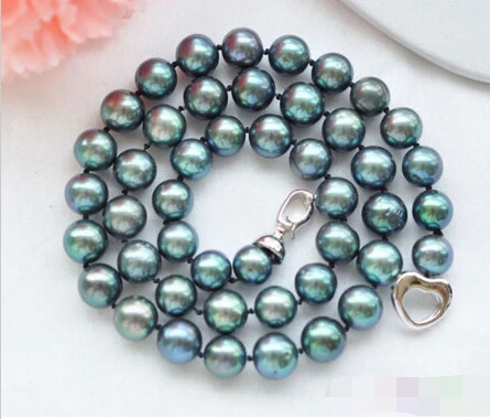 

02833 ROUND PEACOCK BLACK FRESHWATER PEARL NECKLACE