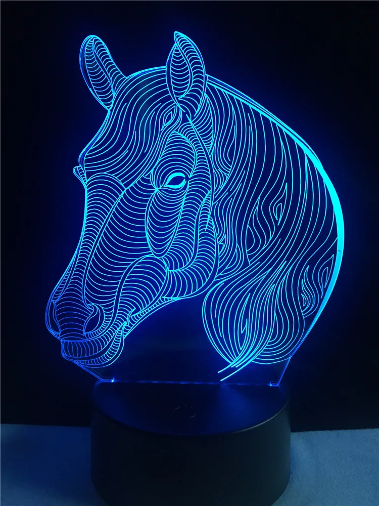  7 Colors Changing Gradient Fashion Animal Horse Head Led Nightlights 3D LED Desk Table Lamp Lamps H - 32782944359