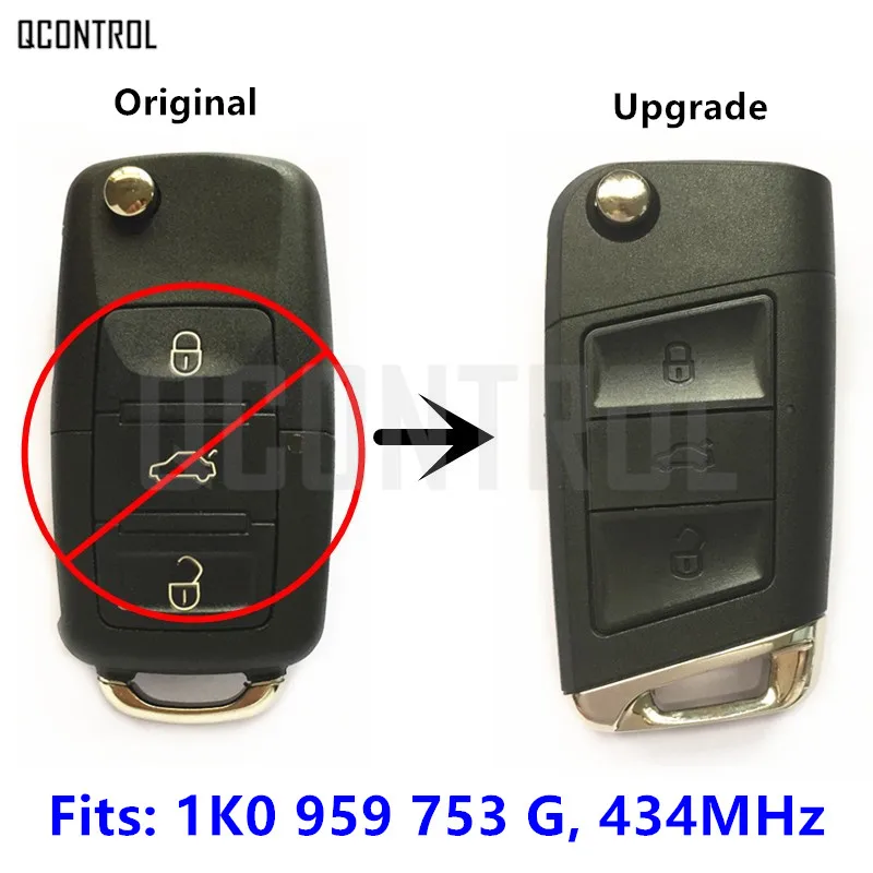 

QCONTROL Upgrade Remote Key 1K0959753G for VW/VOLKSWAGEN 434MHz CADDY/EOS/GOLF/JETTA/SIROCCO/TIGUAN/TOURAN 1K0 959 753 G / 753G