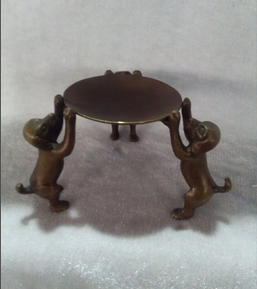 

Home Decorated Handwork copper Carving 3 Plutus Dog statue The Candle Holder/ Candlestick