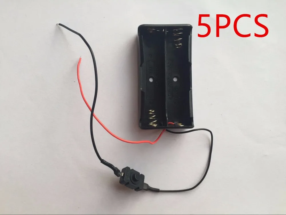 Wholesale 5PCS/lot 2 x 18650 3.7V Battery Holder Storage Case Box ON/OFF Switch &amp Long Lead Wire For Soldering Connecting |