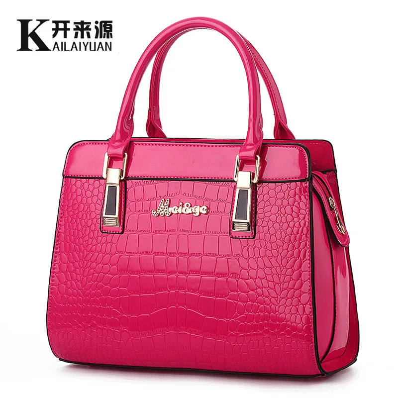 

100% Genuine leather Women handbags 2019 new bright leather female bag stone high-grade shoulder bags of western style air bag