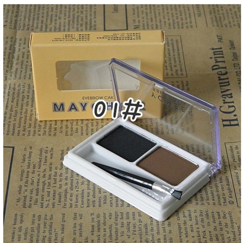 

2 Color Eye Shadow Eye Brow Makeup Waterproof Eyebrow Cake Powder Palette+Brush Make Up Kit/Set Easy Shaping Brand MAYCHEER 2016