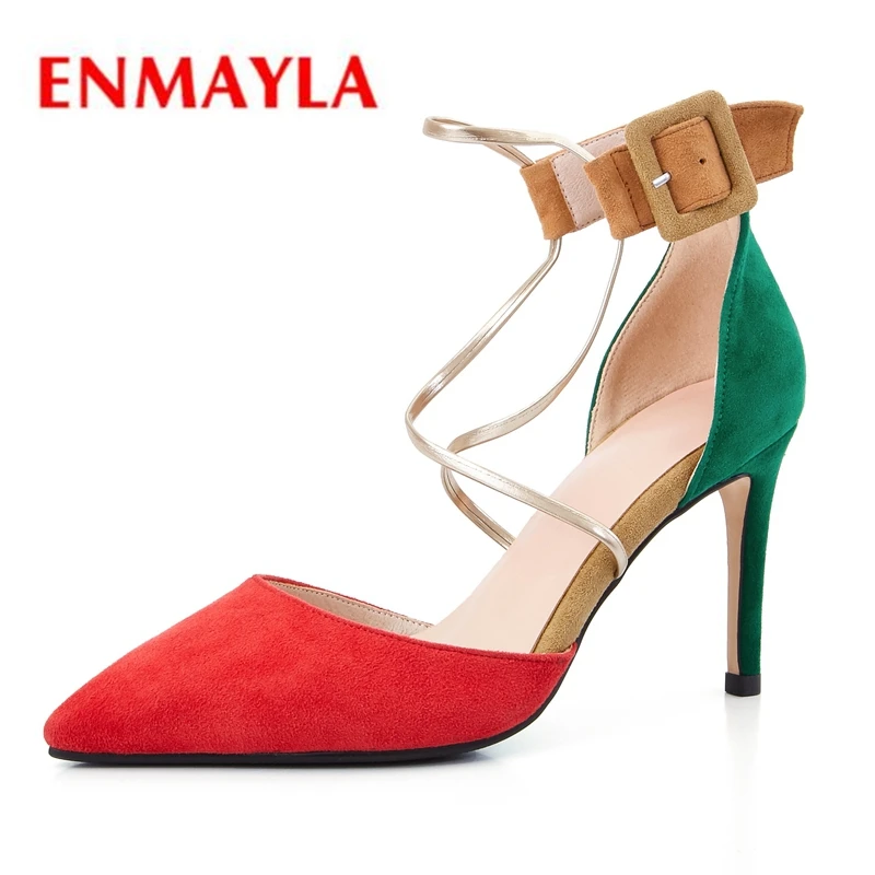 

ENMAYLA Buckle Strap Casual Women Sandals High Heel Sandals High Heel Sandalias Mujer 2018 Size34-43 ZYL2358