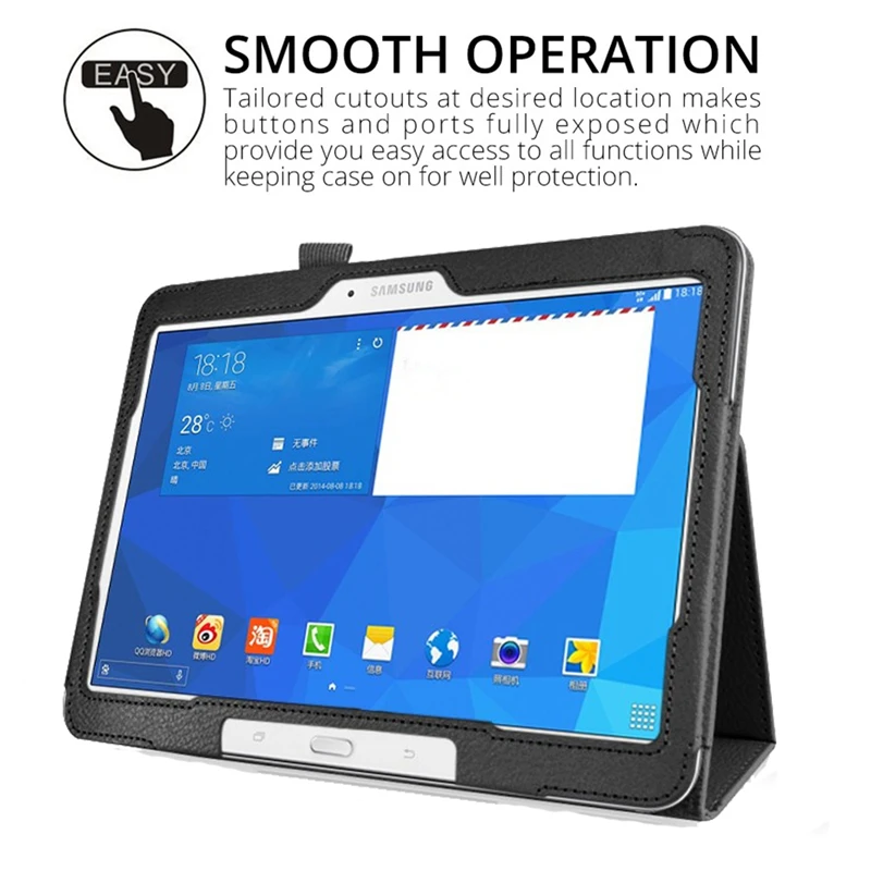 Leather Folio Case Stand Cover For Samsung Galaxy Tab 4 10.1 SM T530 T531 T535 (5)