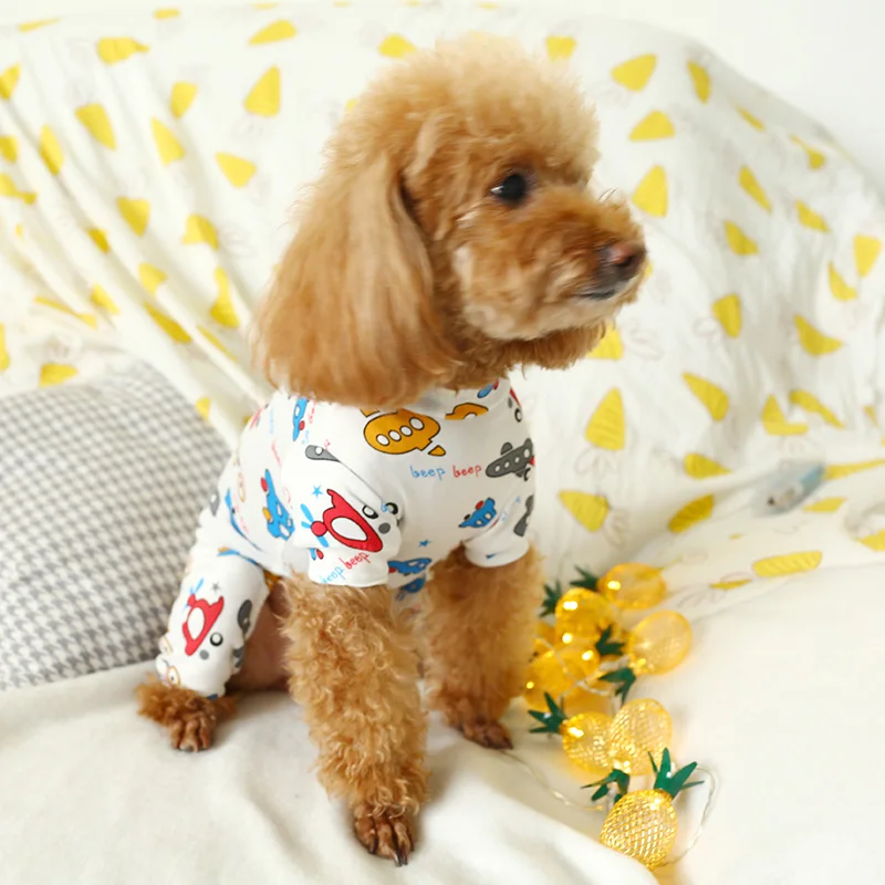 Хлопковые пижамы с героями мультфильмов для собак, Милый Летний комфортный спортивный костюм для щенка питомца для животных, домашняя куртка, Померанская рубашка, товары