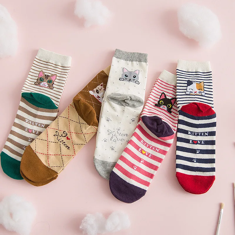 Новые женские теплые носки чулочно-носочные изделия милые хлопковые носки с героями мультфильмов женские забавные носки Kawaii Calcetines Meias Skarpetki Damskie женские носки