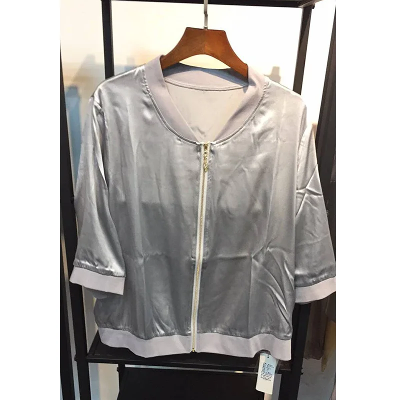 Женская европейская и американская элегантная модная куртка по оптовым ценам из натурального шелка Женский пиджак с коротким рукавом Куртка большого размера YQ811