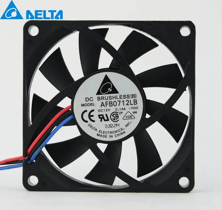 2pcs AFB0712LB DC12V 0.14A 70mm 70x70x15mm 3-wire Server Cooling Fan Square cooling | Компьютеры и офис