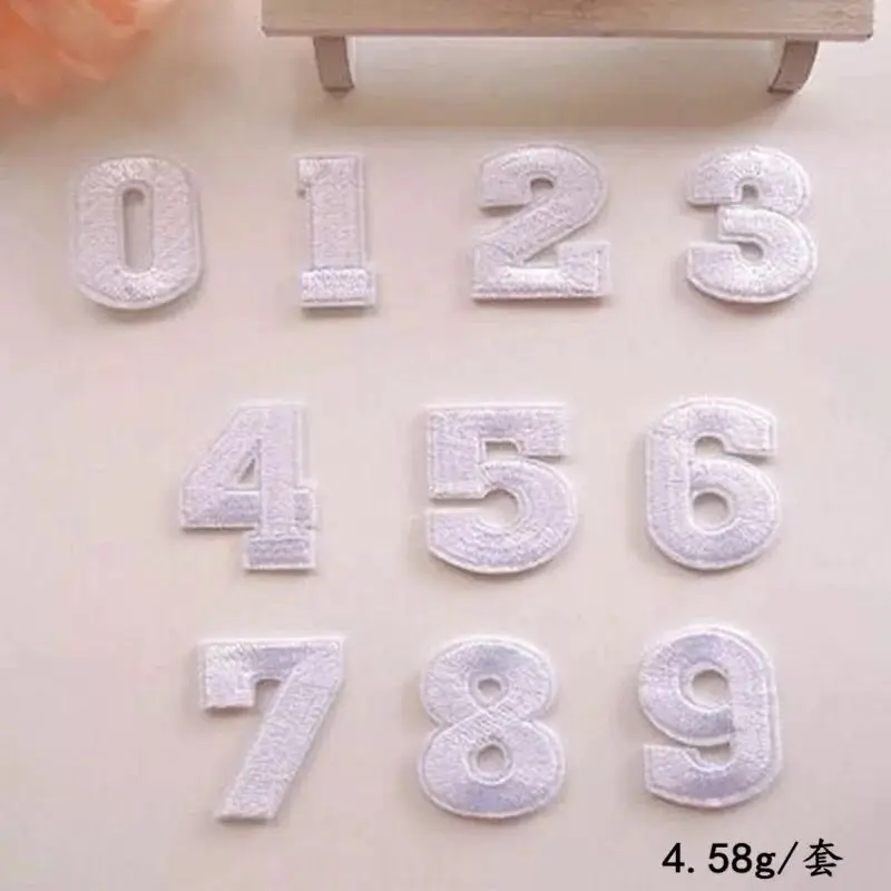 

White Embroidered iron on Number Patch,Iron On Numerals Patch for T-Shirt or Coat,Decoration Embroidery iron on Patches