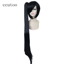Ccutoo черный длинный прямой Синтетические волосы Akali Косплэй Искусственные парики Один съемный Чип хвост