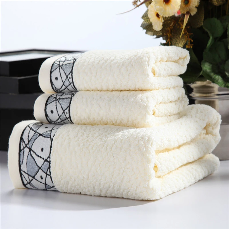3-Pieces Silid Color Luxury Cotton Towel Set Face Bath Towels For Adults High Absorbent 14 | Дом и сад