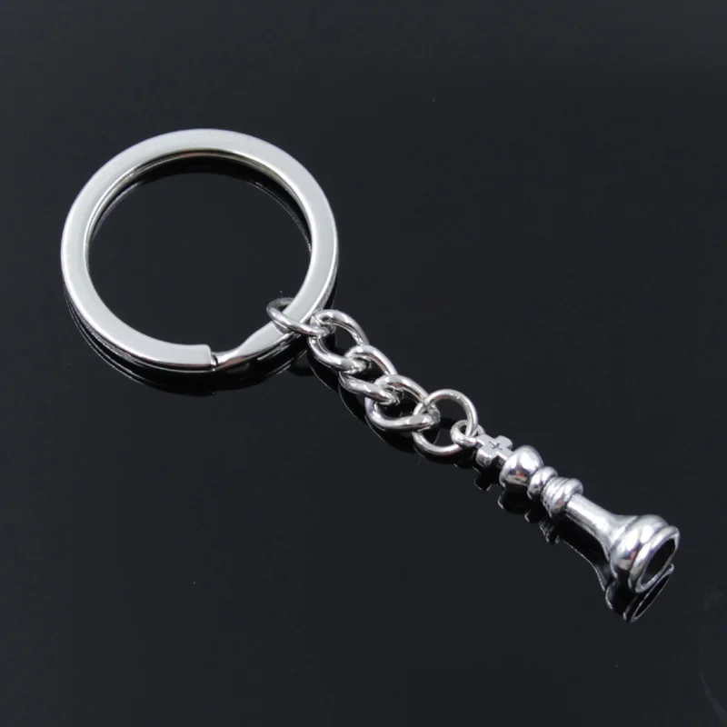 

new fashion men 30mm keychain DIY metal holder chain vintage chess king queen rook knight pawn bishop silver pendant Gift
