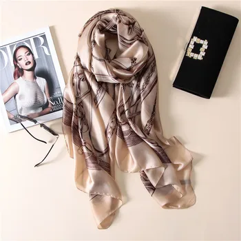 

[Peacesky] 2019 Fashion bandana Luxury Chains Print Scarve Woman Brand Silk Scarf Women Shawl Print hijab High quality