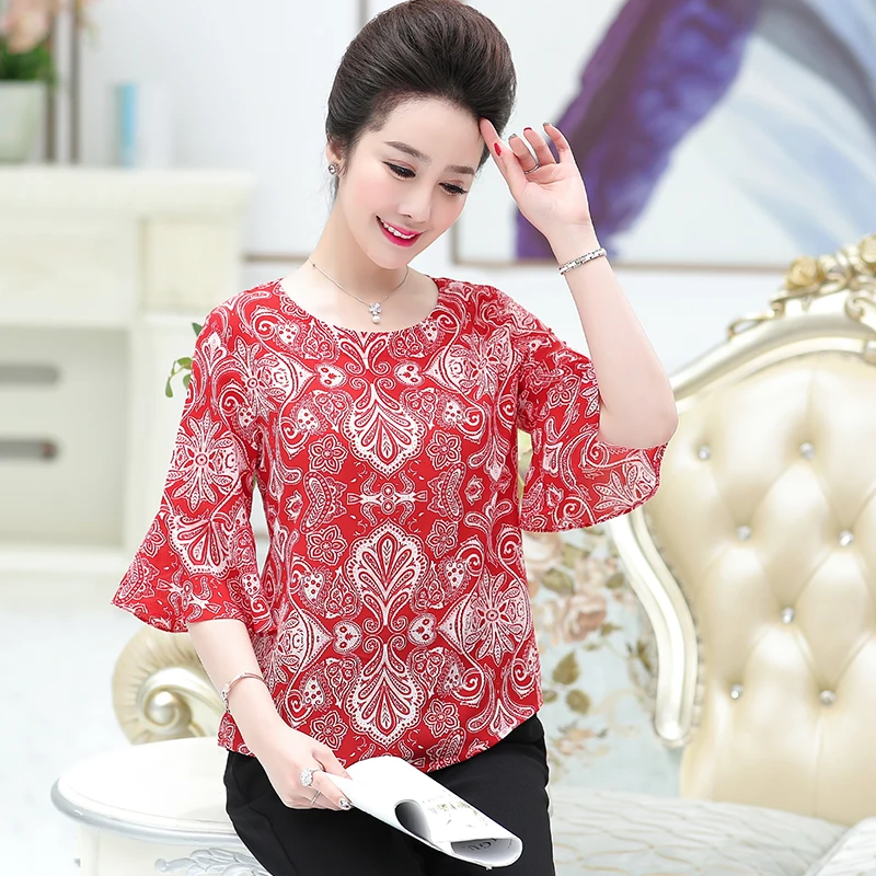 

Women Summer Floral Printed Blouse Lady Petal Sleeve Chiffon Blouse Tops Elegant Clothes