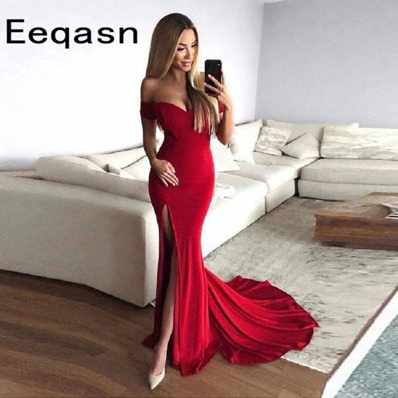 red off the shoulder homecoming dress
