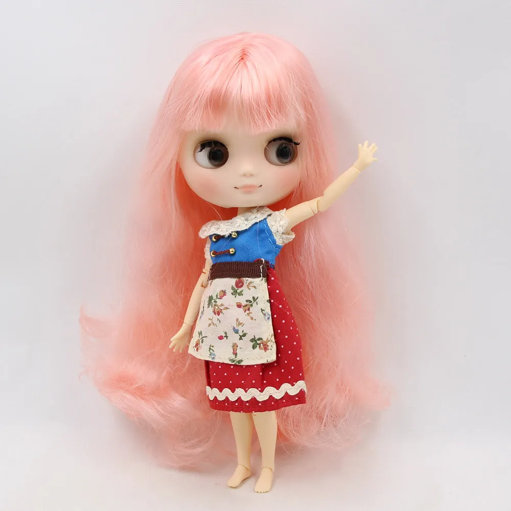 

Middie Nude Blyth Doll Pink hair with bangs Matte face gray eye 20cm DIY gift hand set No.BL1010