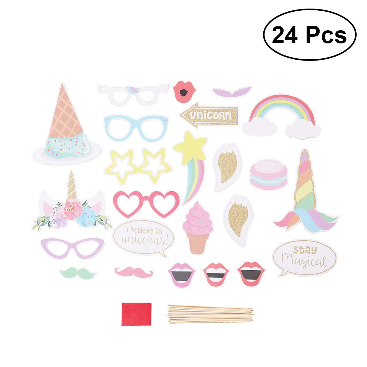 Photobooth Props24 Pcs Photo Props Unicorn Lovely Adorable Booth for Party Celebration | Дом и сад