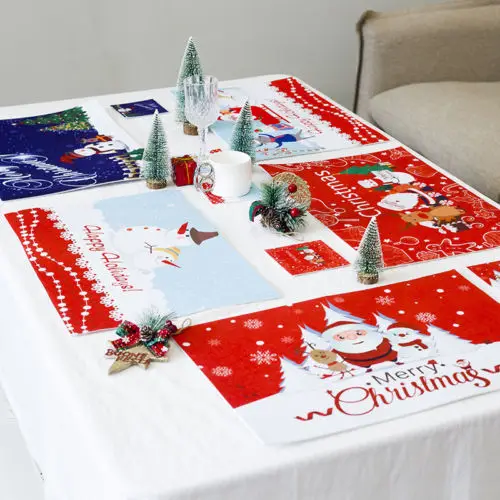 Creative Christmas Table Mats New Year Decor Santa Snowman Elk