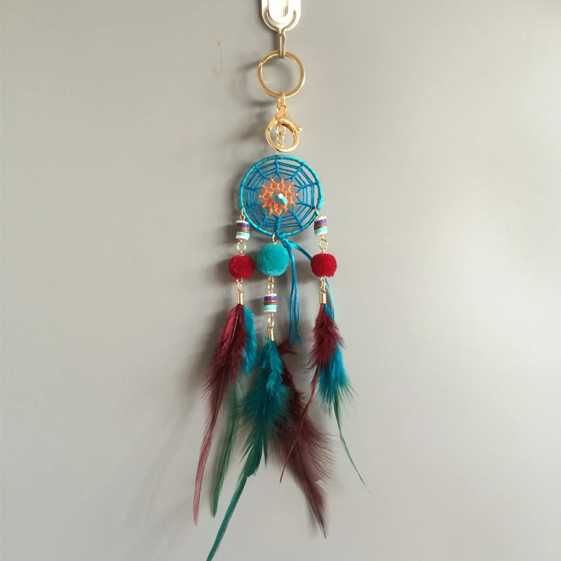 

Small Dream Catcher Car Hanging keychain Handmade Feather Dream Catchers Bag Clip Hanging Decoration Free Shipping