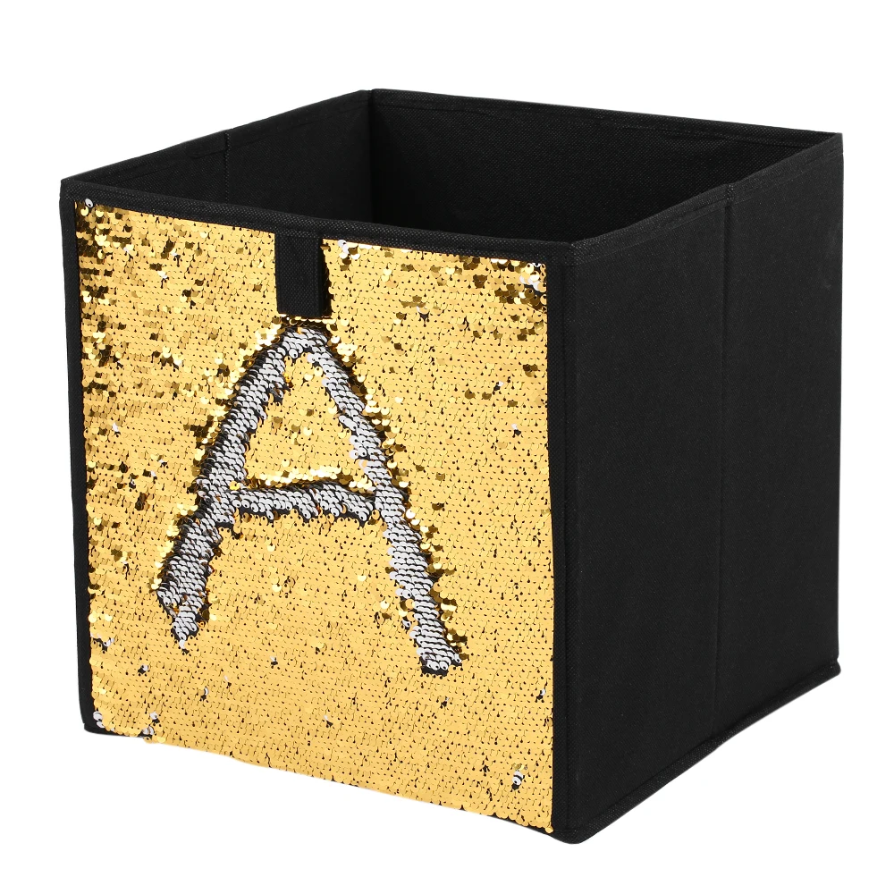 

Non-Woven Folding Large Cube Storage Bin DIY Paillette Storage Box Household Toys Books Clothes Sundries Organizer Home Storage