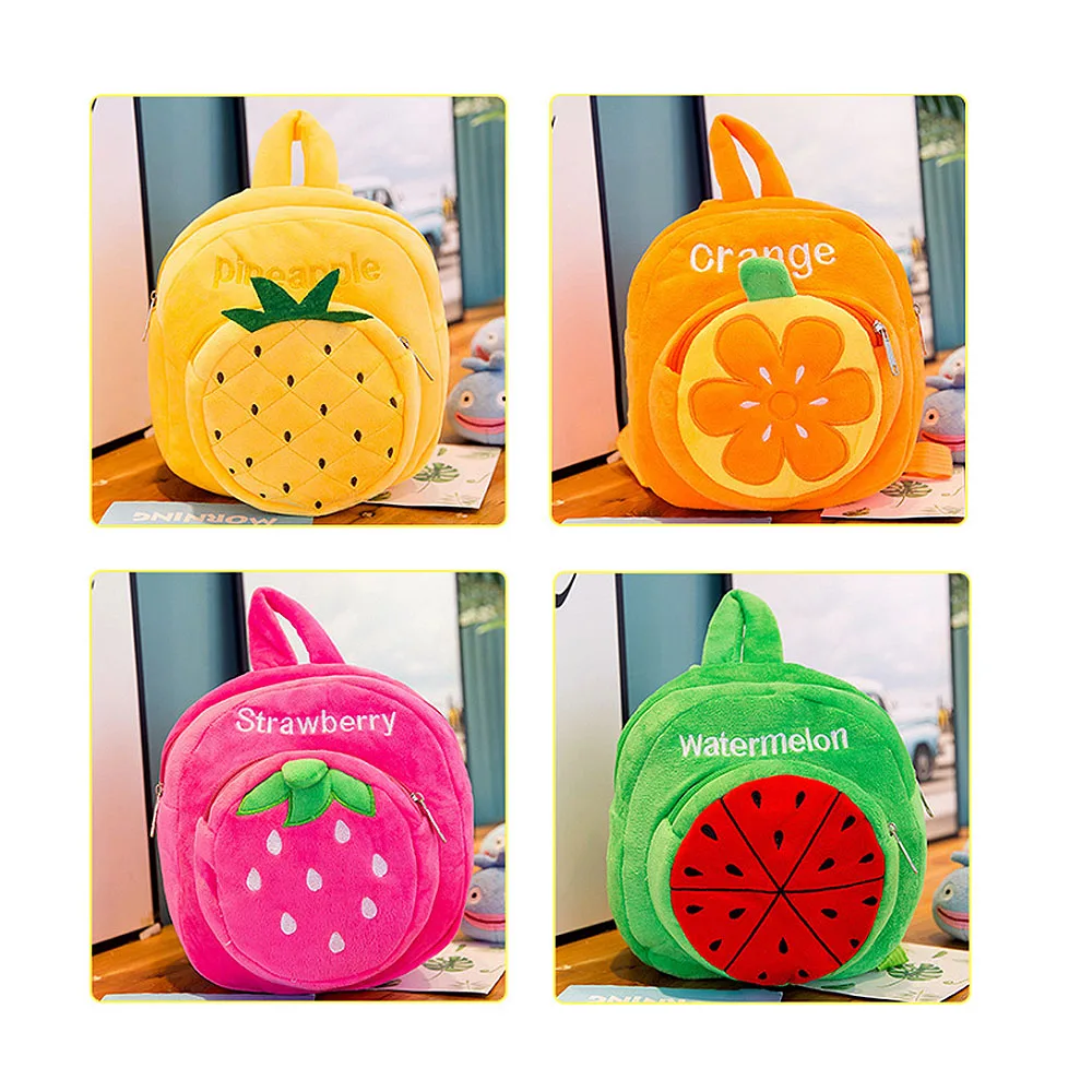 Cute Cartoon Fruit Baby Toy School Bag Fruit Shape Mini Plush Backpack Kids Outdoor Travel Pack 5