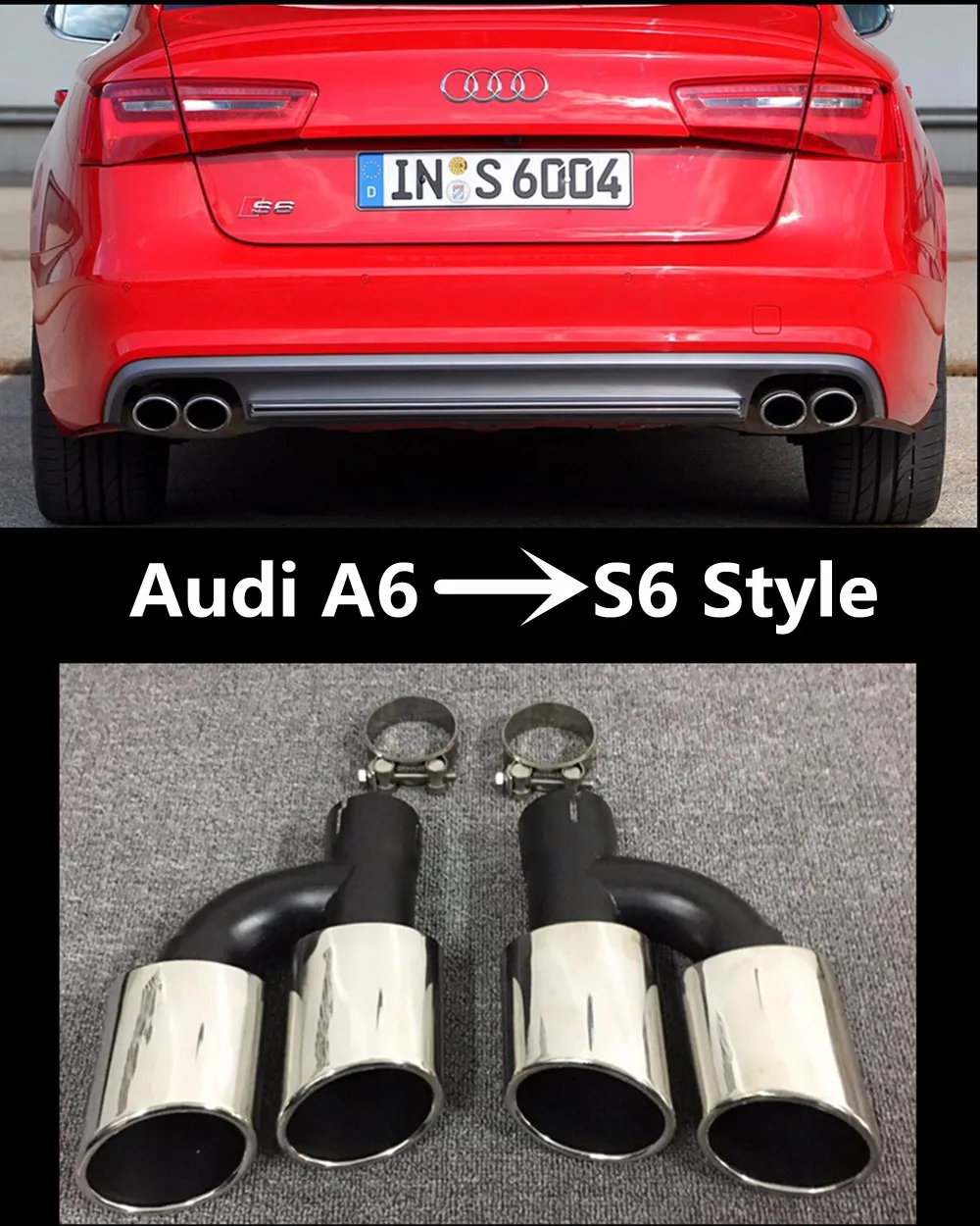 

High quality  Statinless steel Auto Car Exhaust Tips Muffler tip pipe  for Audi A6 into S6 style 12-14  tail pipe car-styling