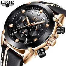 2018 New LIGE Mens Watches Top Brand Luxury Men's Military Sports Watch Men's Waterproof Leather Quartz Watch Relogio Masculino