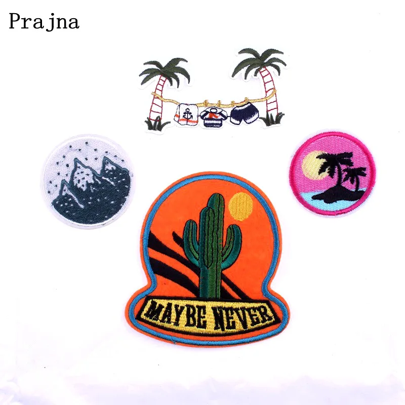 

Prajna Coconut Tree Patch Stripe Iron On Patches Diy Accessories Parches Cool Patch Adventure Green Cheap Embroidered Sew On F