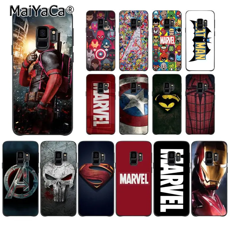 

MaiYaCa Deadpool Iron Man Marvel Avengers Logo Black Phone Case for Samsung Galaxy S9 S10 Plus S10E S6 S7 S8 S9 S9Plus