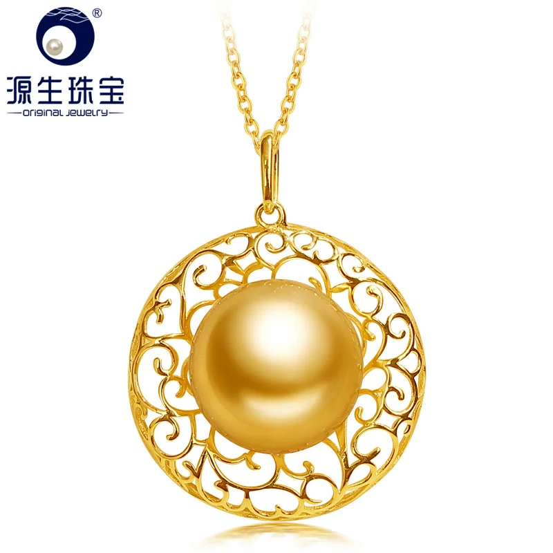 

YS 18k Gold Pendant 11-12 mm Original Golden South Sea Saltwater Pearl Pendant Elegant Atmosphere Fine Jewelry For Women
