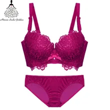 Женщина комплект нижнего белья пуш-ап бюстгальтер и трусики пикантные женские туфли с вышивкой бюстгальтеры и комплекты белья Глубокий V бесшовные бюстгальтер краткие наборы бюстгалтербелье женскоекомплект нижнего бель